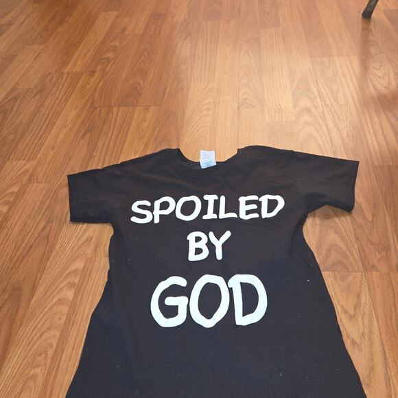 Hanes Black "Spoiled By God" T-Shirt - Girls Size 6-8 - Picture 3 of 4